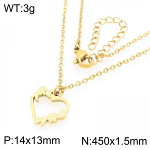 Creative Love Charms Pendant Necklace For Women Gold Color Stainless Steel Jewelry - KN293018-Z