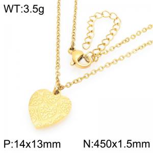 Creative Love Charms Pendant Necklace For Women Gold Color Stainless Steel Jewelry - KN293023-Z