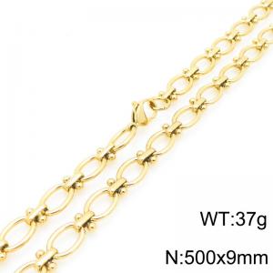 Fashionable and personalized stainless steel 500 ×9mm cross oval splicing chain lobster buckle temperament gold necklace - KN293050-ZCG