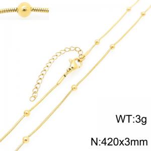 Simple and stylish stainless steel 420 × 3mm bead separated snake bone chain lobster buckle charm gold necklace - KN293051-ZJZL