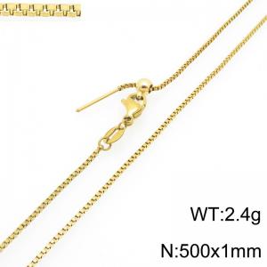 Simple and stylish stainless steel 500 × 1mm thin box chain lobster buckle temperament gold necklace - KN293061-ZWY