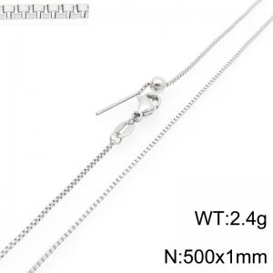 Simple and stylish stainless steel 500 × 1mm thin box chain lobster buckle temperament silver necklace - KN293062-ZWY