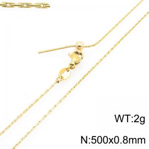Simple and stylish stainless steel 500 × 0.8mm thin rectangular chain lobster buckle temperament gold necklace - KN293063-ZWY