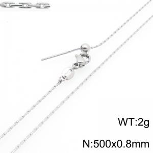 Simple and stylish stainless steel 500 × 0.8mm thin rectangular chain lobster buckle temperament silver necklace - KN293064-ZWY