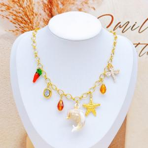 SS Gold-Plating Necklace - KN293070-SXSJ