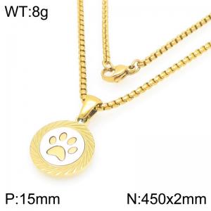 Gold Color Stainless Steel Round Charm Necklace Punk Stylish Celestial - Inspired Pendant Jewelry - KN293179-Z