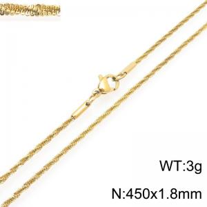Fashionable and personalized stainless steel 450 × 1.8mm creative special twisted chain lobster buckle jewelry temperament gold necklace - KN293192-Z