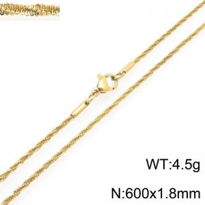 Fashionable and personalized stainless steel 600 × 1.8mm creative special twisted chain lobster buckle jewelry temperament gold necklace - KN293195-Z