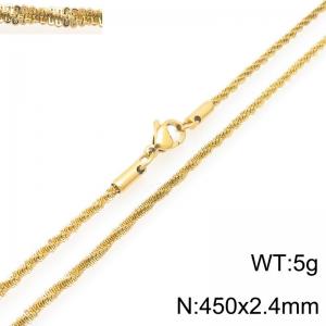 Fashionable and personalized stainless steel 450 × 2.4mm creative special twisted chain lobster buckle jewelry temperament gold necklace - KN293200-Z