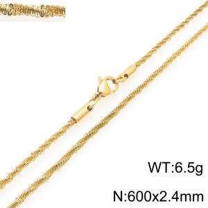 Fashionable and personalized stainless steel 600 × 2.4mm creative special twisted chain lobster buckle jewelry temperament gold necklace - KN293203-Z