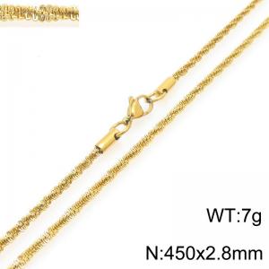 Fashionable and personalized stainless steel 450 × 2.8mm creative special twisted chain lobster buckle jewelry temperament gold necklace - KN293208-Z