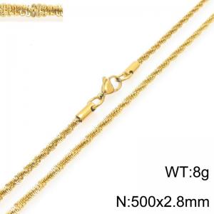 Fashionable and personalized stainless steel 500 × 2.8mm creative special twisted chain lobster buckle jewelry temperament gold necklace - KN293209-Z
