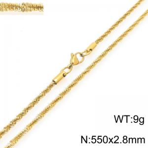 Fashionable and personalized stainless steel 550 × 2.8mm creative special twisted chain lobster buckle jewelry temperament gold necklace - KN293210-Z
