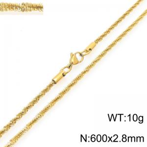 Fashionable and personalized stainless steel 600 × 2.8mm creative special twisted chain lobster buckle jewelry temperament gold necklace - KN293211-Z