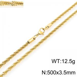 Fashionable and personalized stainless steel 500 × 3.5mm creative special twisted chain lobster buckle jewelry temperament gold necklace - KN293217-Z