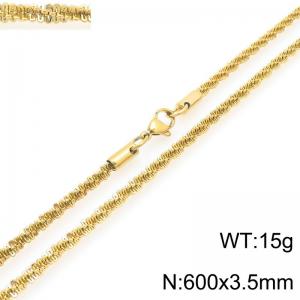 Fashionable and personalized stainless steel 600 × 3.5mm creative special twisted chain lobster buckle jewelry temperament gold necklace - KN293219-Z