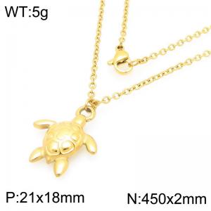 Fashionable ocean style stainless steel turtle necklace - KN293230-Z