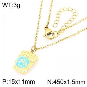 Fashionable design stainless steel colored coffee cup necklace - KN293270-Z