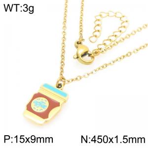 Fashionable design stainless steel colored coffee cup necklace - KN293271-Z