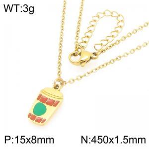 Fashionable design stainless steel colored coffee cup necklace - KN293272-Z