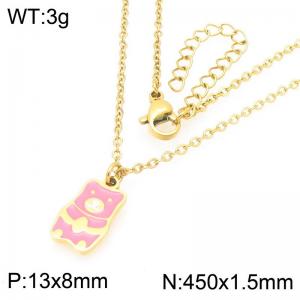 Fashionable design stainless steel colored teddy bear necklace - KN293273-Z