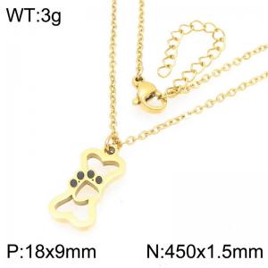 Fashionable design stainless steel hollow bone dog paw necklace - KN293275-Z