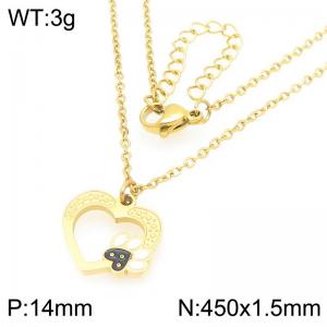 Fashionable design stainless steel hollow heart-shaped dog paw necklace - KN293276-Z