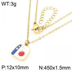 Fashionable design stainless steel diamond studded color camera necklace - KN293277-Z