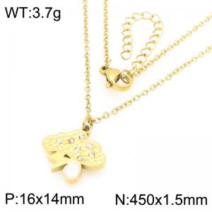 Fashionable design stainless steel diamond cloud and lightning, pearl raindrop necklace - KN293278-Z