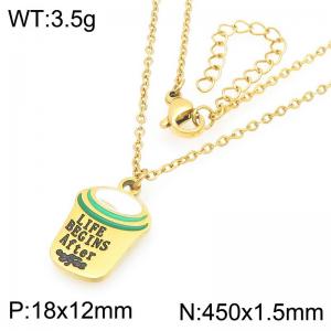 Fashionable design stainless steel colored coffee cup necklace - KN293280-Z