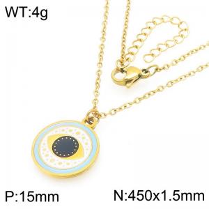 Personalized design stainless steel colored magic eye round brand necklace - KN293281-Z
