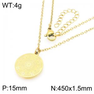 Personalized Design Stainless Steel Star Pattern Round Brand Necklace - KN293282-Z