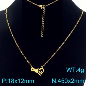 Personalized design stainless steel diamond studded hollow heart-shaped necklace - KN293289-Z