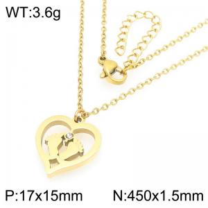 Mother's Day Gift Jewelry Stainless Steel Diamond Heart and Foot Pendant Necklace - KN293292-Z