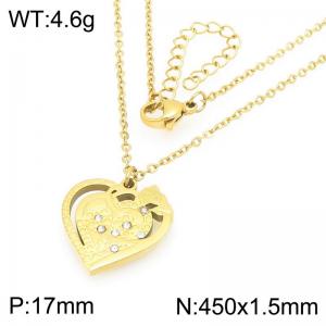 Fashionable stainless steel necklace paired with diamond studded heart-shaped pendant - KN293294-Z