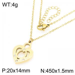 Fashionable stainless steel necklace paired with diamond studded heart-shaped pendant - KN293295-Z