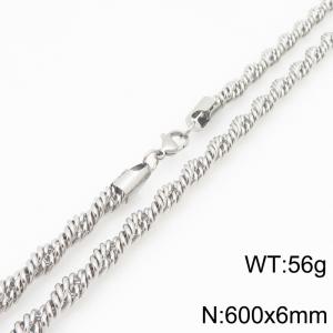 Fashion personality stainless steel 600 × 6mm creative special Fried Dough Twists chain lobster clasp jewelry temperament silver necklace - KN293358-ZJZL