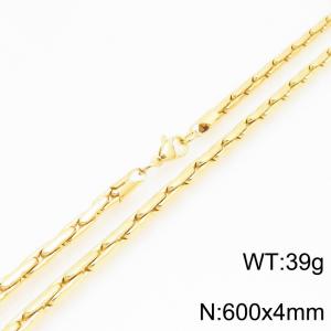 Fashionable and personalized stainless steel 600 × 4mm small rectangular splicing chain lobster buckle jewelry temperament gold necklace - KN293360-ZJZL