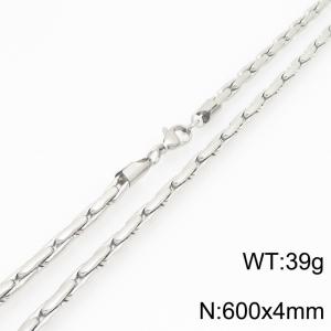 Fashionable and personalized stainless steel 600 × 4mm small rectangular splicing chain lobster buckle jewelry temperament silver necklace - KN293361-ZJZL