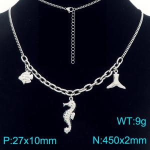 Stainless Steel Earrings Seahorse Shape Silver Color - KN293373-Z