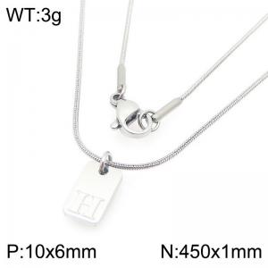 Stainless steel snake bone chain hanging square plaque carving letter H pendant jewelry charm silver necklace - KN293408-Z