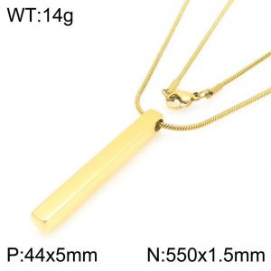 Fashionable and personalized stainless steel snake bone chain hanging rectangular column accessories temperament gold necklace - KN293454-K