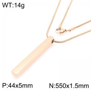 Fashionable and personalized stainless steel snake bone chain hanging rectangular column accessories temperament rose gold necklace - KN293455-K