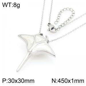 Fashionable and personalized stainless steel 30 × 30mm creative ocean series devil fish pendant temperament silver necklace - KN293637-GC