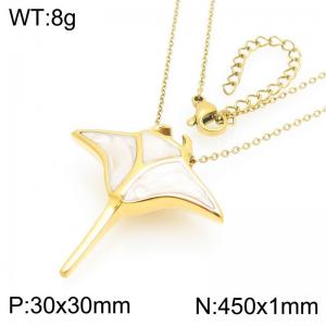 Fashionable and personalized stainless steel 30 × 30mm creative ocean series devil fish pendant temperament gold necklace - KN293638-GC