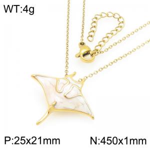 Fashionable and personalized stainless steel 25 × 21mm creative ocean series devil fish pendant temperament gold necklace - KN293640-GC