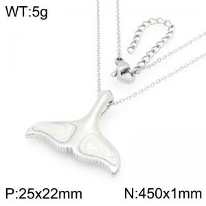 Fashionable and personalized stainless steel 25 × 22mm creative ocean series fish tail pendant temperament silver necklace - KN293641-GC