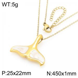 Fashionable and personalized stainless steel 25 × 22mm creative ocean series fish tail pendant temperament gold necklace - KN293642-GC