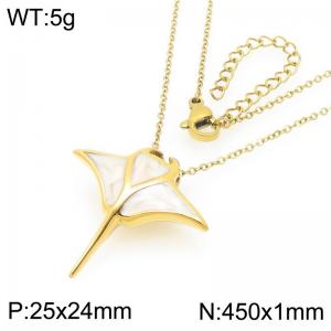 Fashionable and personalized stainless steel 25 × 24mm creative ocean series devil fish pendant temperament gold necklace - KN293644-GC