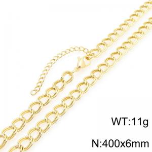 Simple and personalized stainless steel 400 × 6mm creative double loop chain lobster buckle temperament gold necklace - KN293740-ZJZL